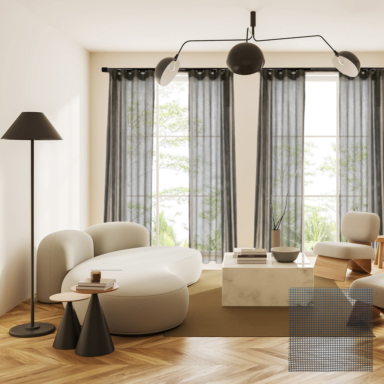 Now HD35 sample pole 2 sets package, W:225.2 cm and Add-a-sheer-kit H:265cm (1 pair)