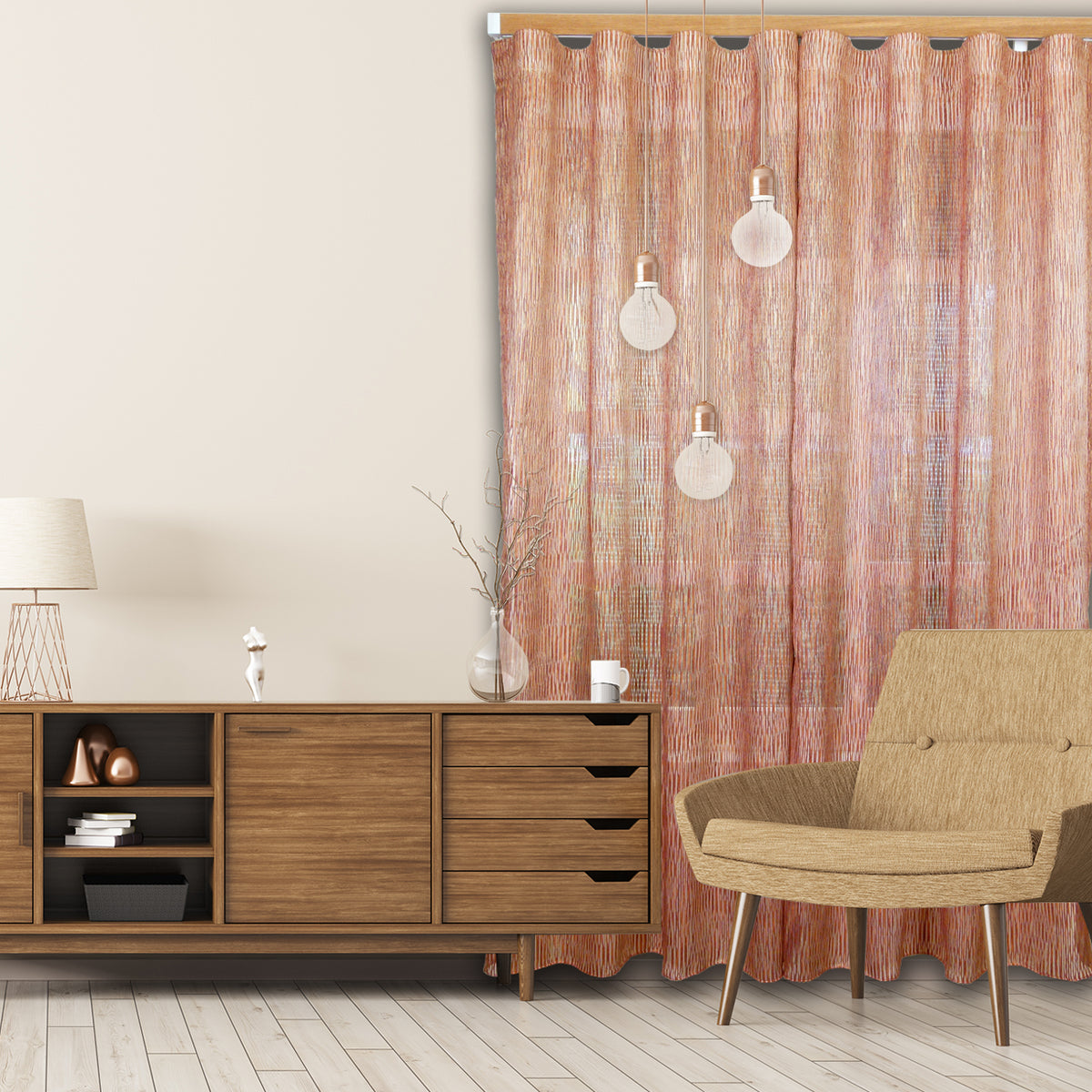 NOW  HD 40 X 25 mm Curtain Wood Facial Poles Kit Double layer Oak Brushed Natural